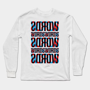 Words Typography Stack (Cyan Red Black) Long Sleeve T-Shirt